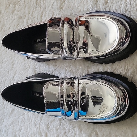 Nine West Garren Silver Lug Sole Loafers - Picture 7 of 9
